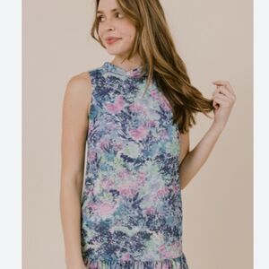 Laroque Original Blue Waterlily Sleeveles Libba Dress, Size Large